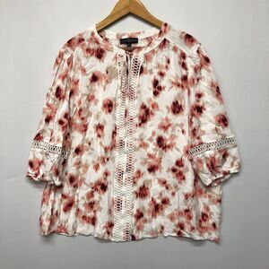 Fred David Women Short Sleeve Floral Rayon Blouse Top Shirt Size 3X M140 -28